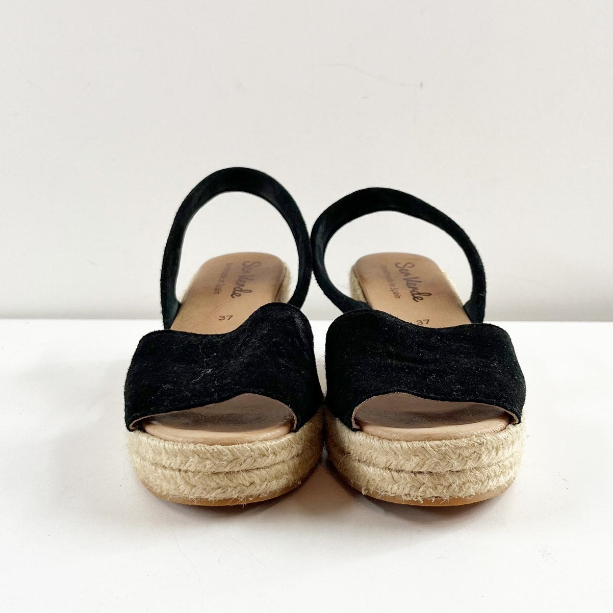 Ser Verde Peep Toe Slingback Espadrille Sandals Black 37 / US 6.5