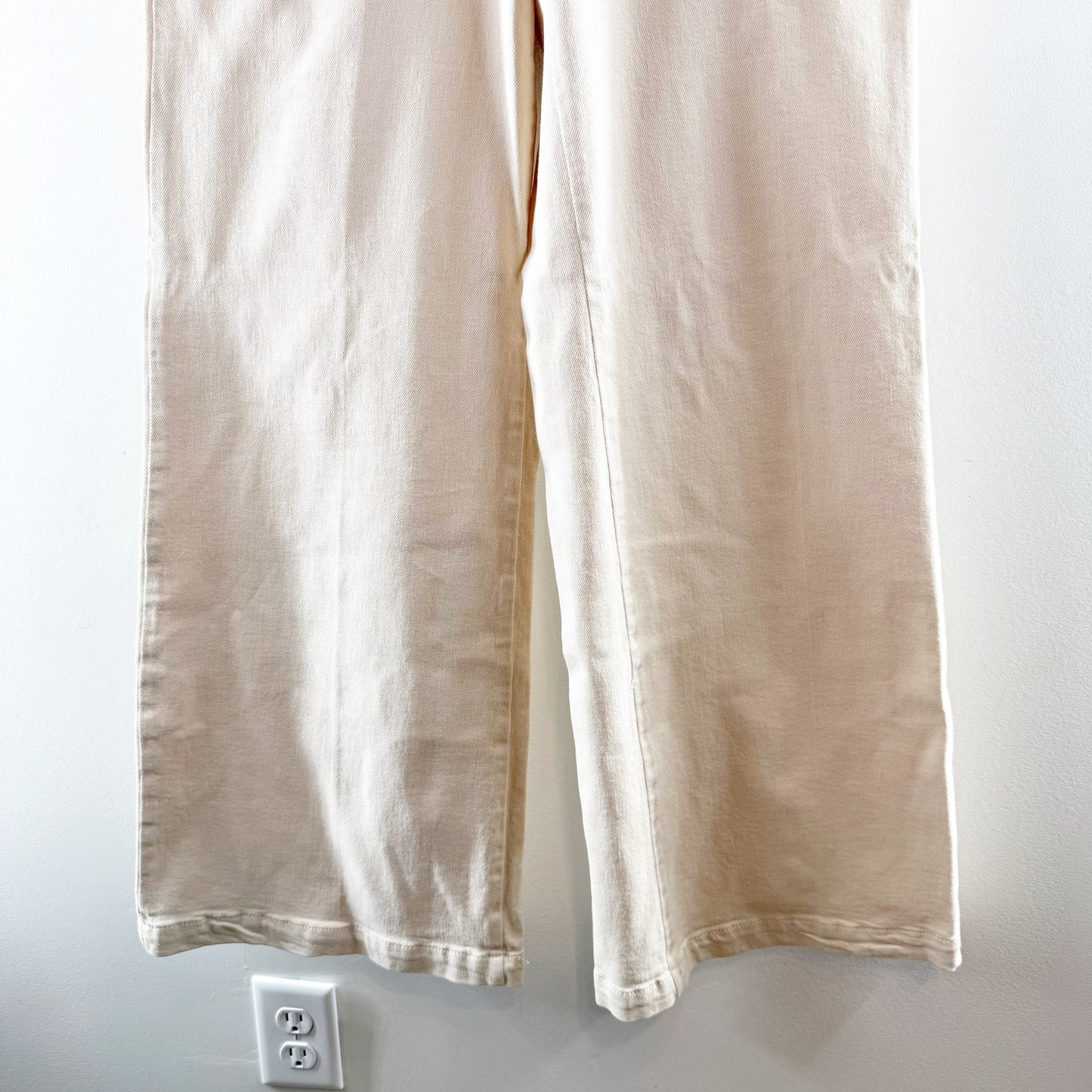 Pilcro Anthropologie The Kit High-Rise Wide-Leg Utility Trousers Cream 29