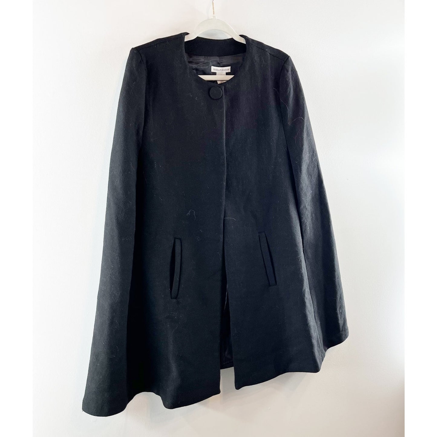 Mark & Graham Stella Wool Blend Cape Jacket Black Small