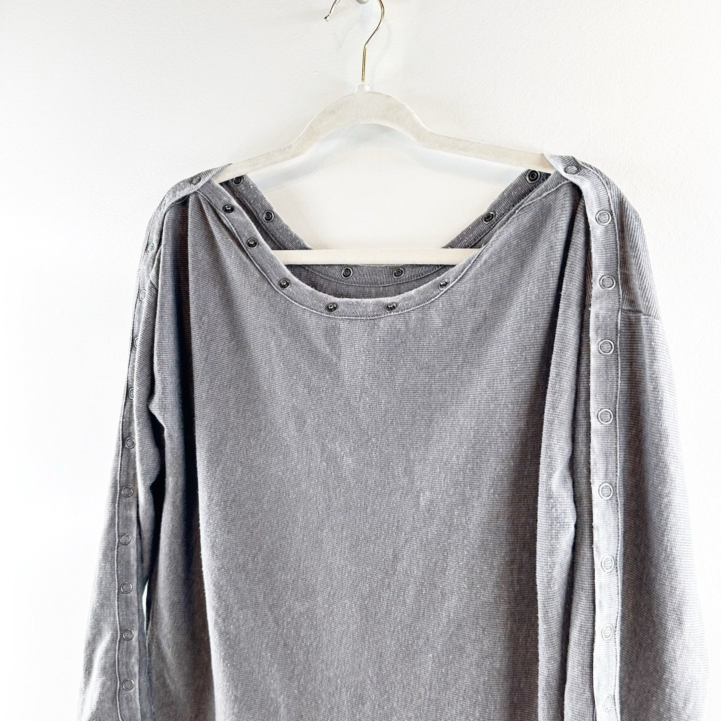 Chaser Cotton Blend Long Sleeve Scoop Neck Snap Closure Thermal T-Shirt Gray S