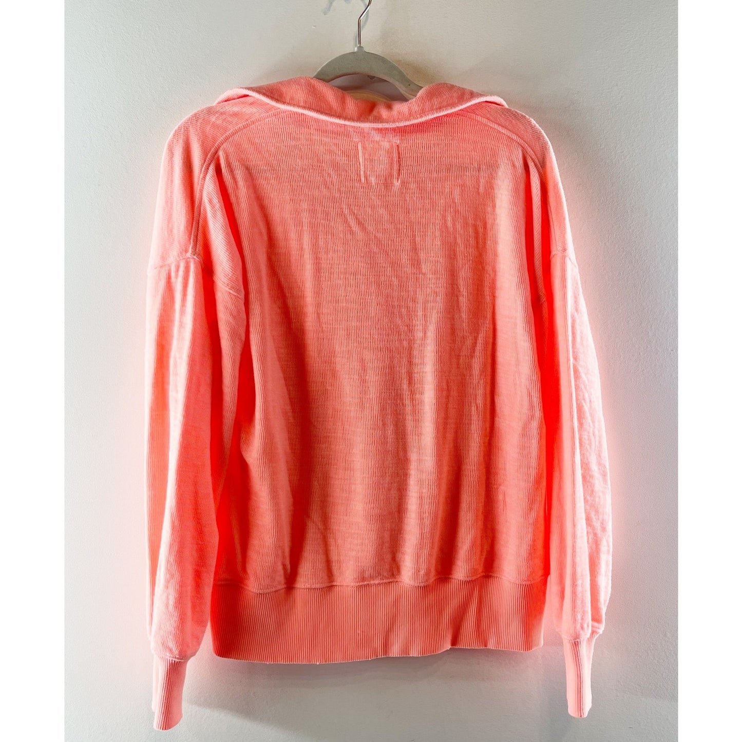 Aerie Polo Long Sleeve Oversized Pullover Top Shirt Coral Pink XS