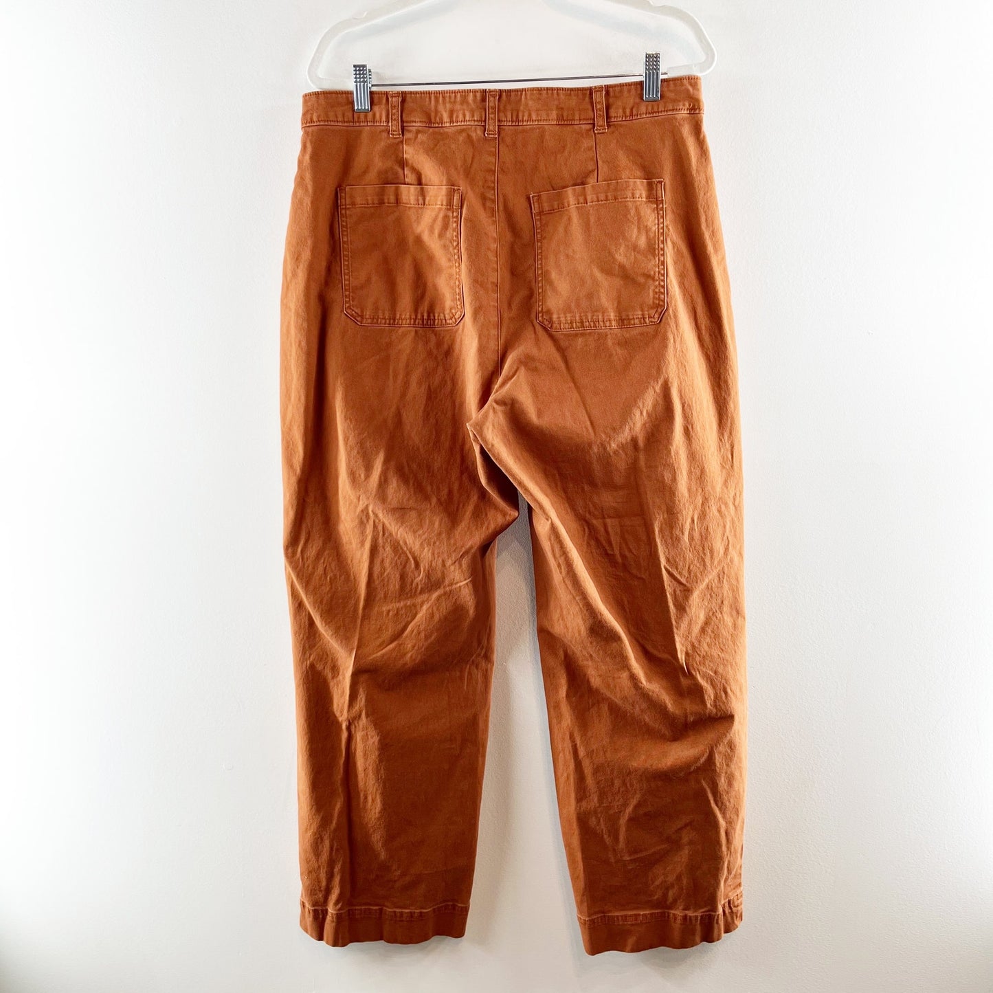 Old Navy High Rise Wide Leg Cropped Chino Pants Copper Penny Brown 14 Tall