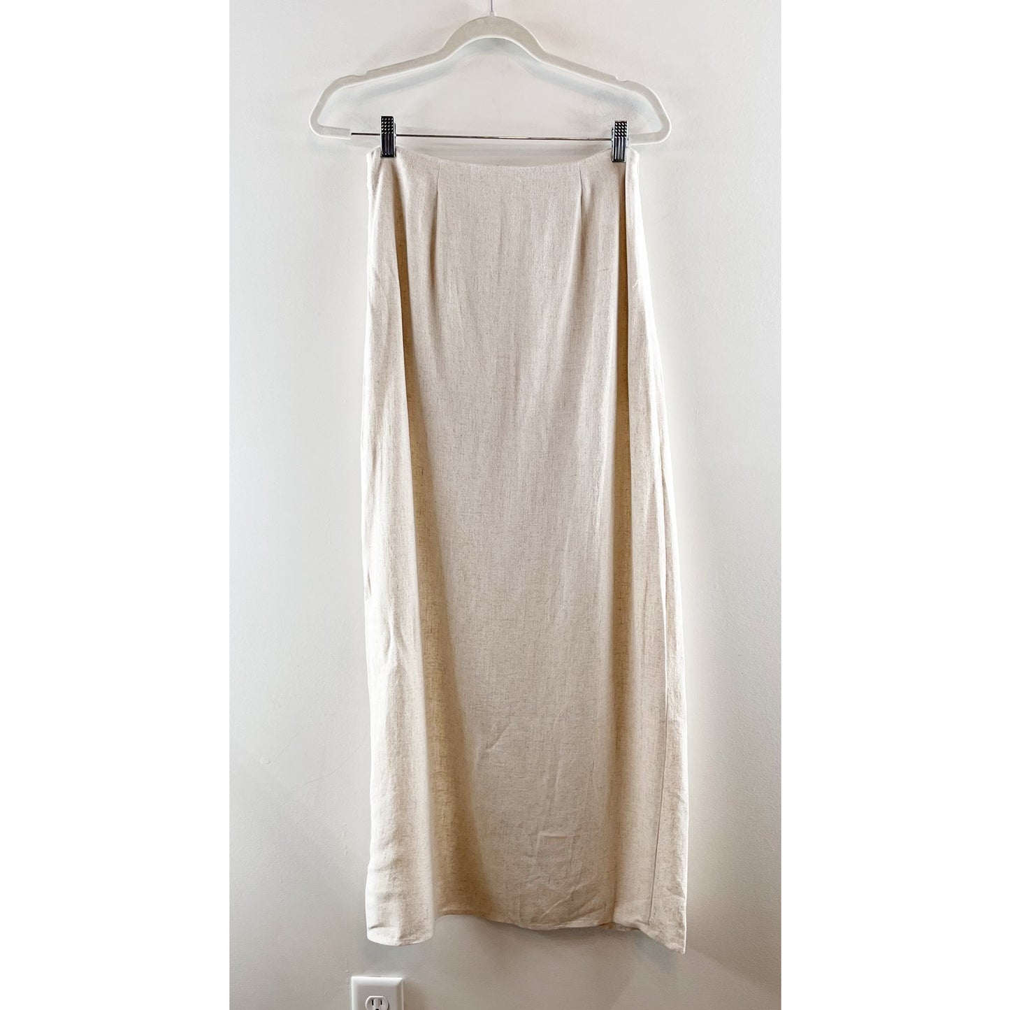 VICI Emiliana Wrap Linen Slit Maxi Skirt Tan Beige Medium