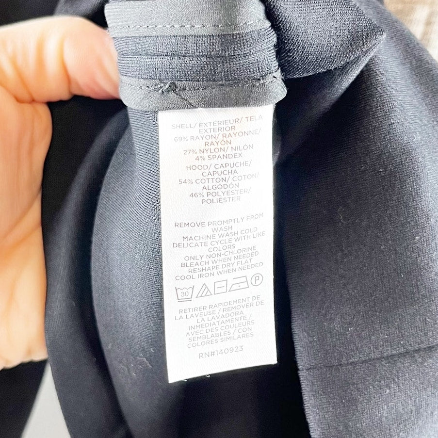 Lou & Grey Ponte Cropped Hoodie Dickie Blazer Jacket Black Medium