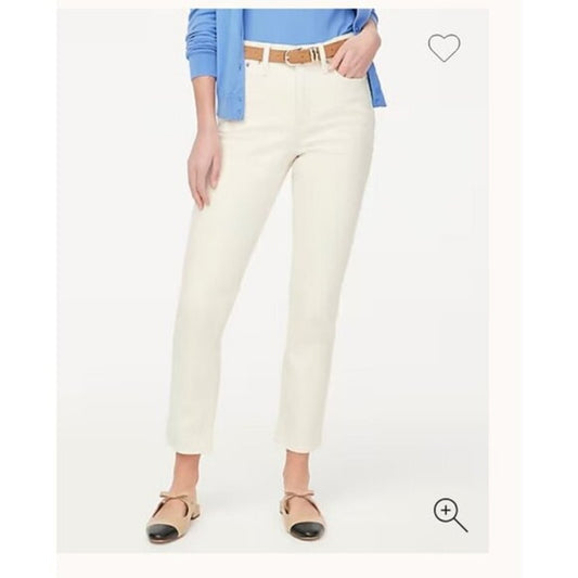 J. Crew High Rise Essential Straight Leg Jeans Ecru Cream 32 / 14