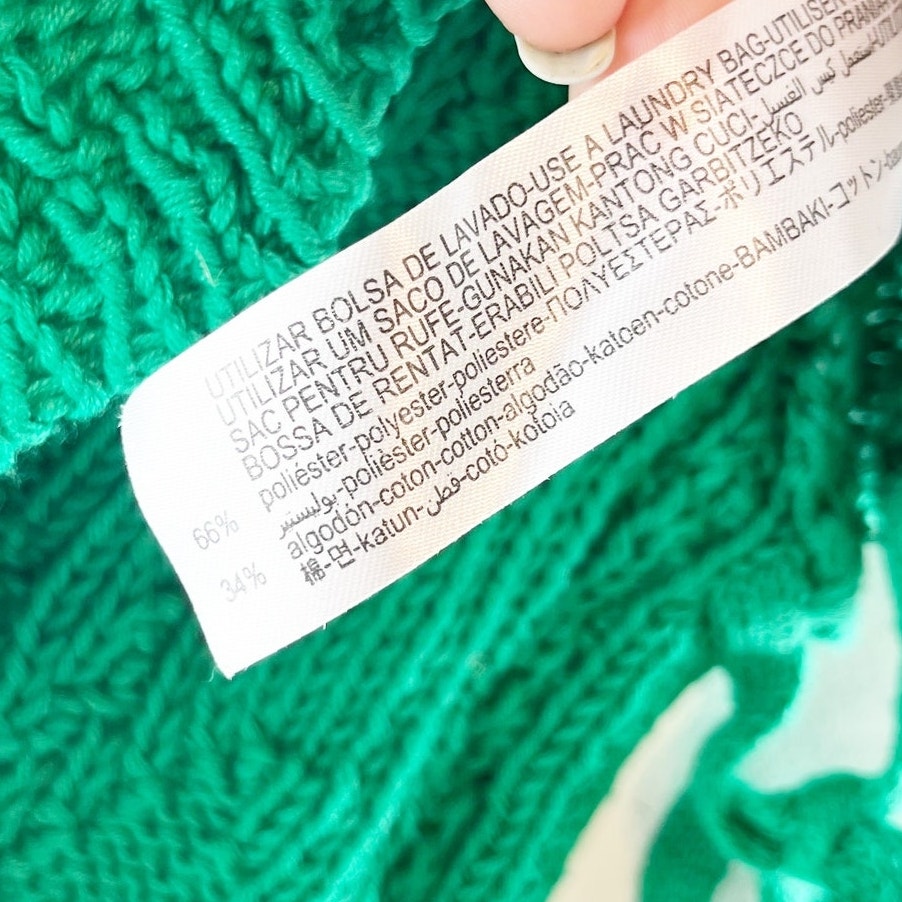 Zara Short Sleeve Crochet Cable Knit Cropped Sweater Green Medium