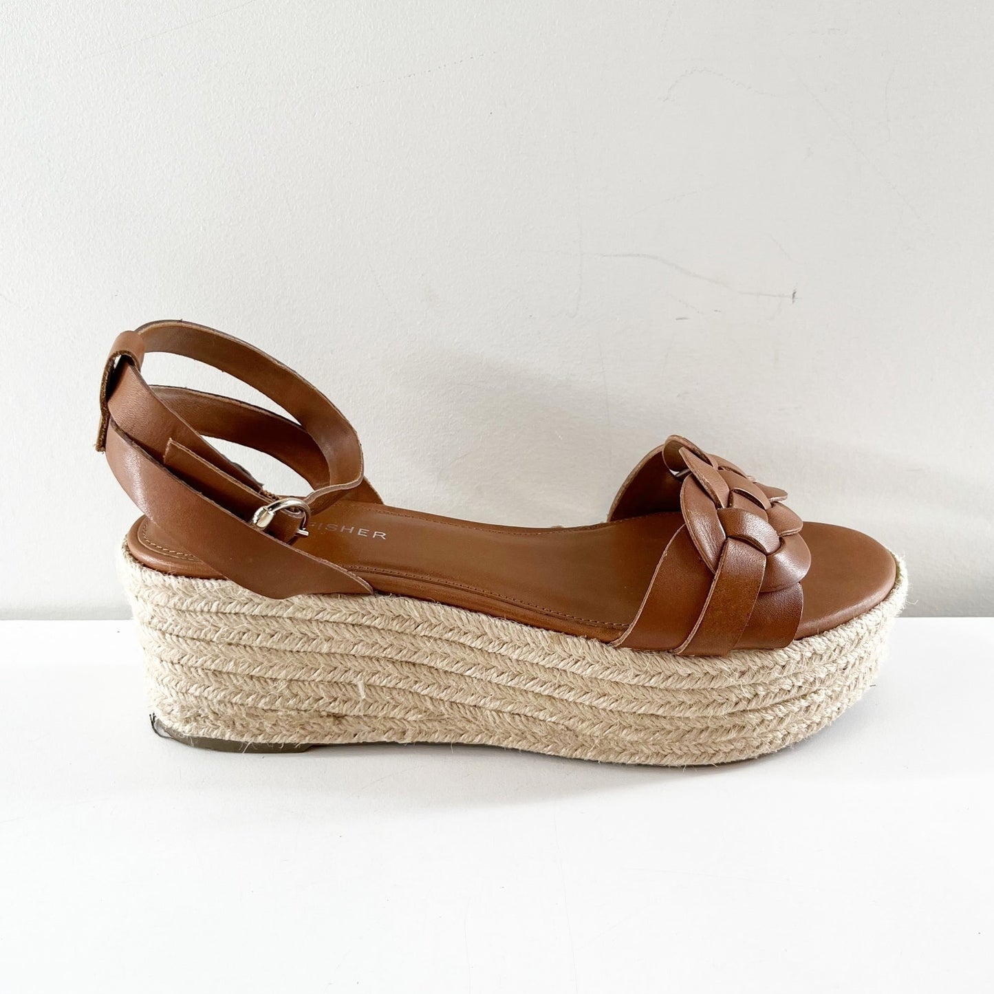 Marc Fisher Jinky Platform Espadrille Sandal Shoes Brown 7.5