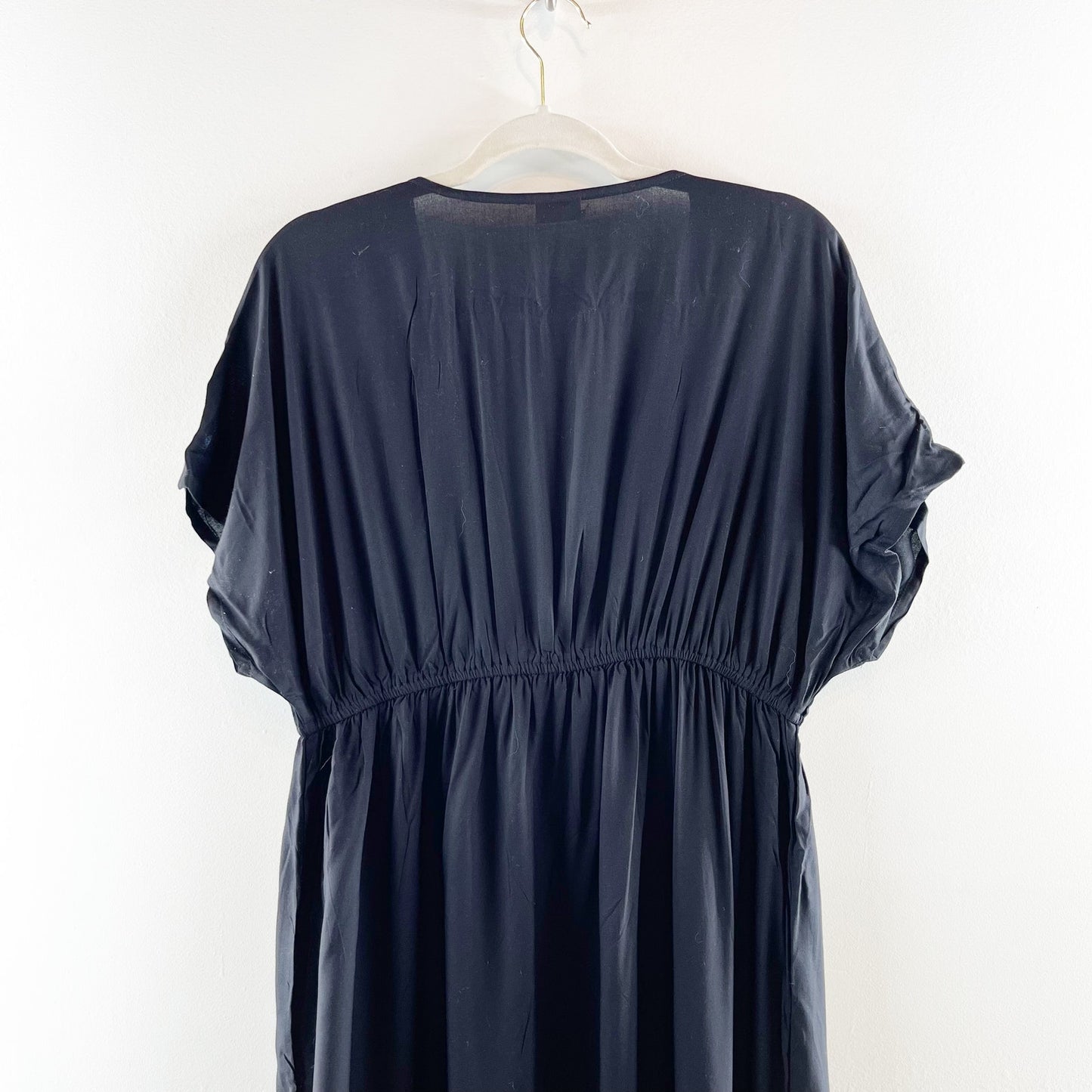 Lascana Short Sleeve Tie Front Maxi Duster Cover Up Black 10