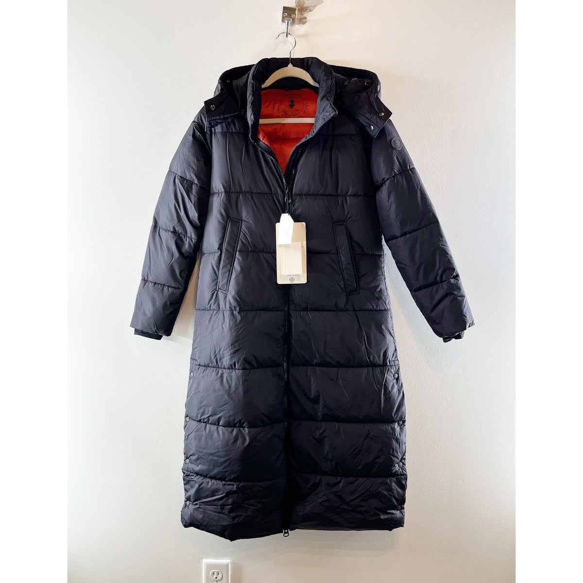 Save The Duck Colette Long Midi Puffer Coat Parka Black XS