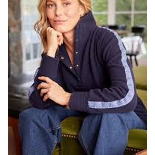 Dudley Stephens Fraser Pullover Sweater 1/2 Snap Navy Blue Medium