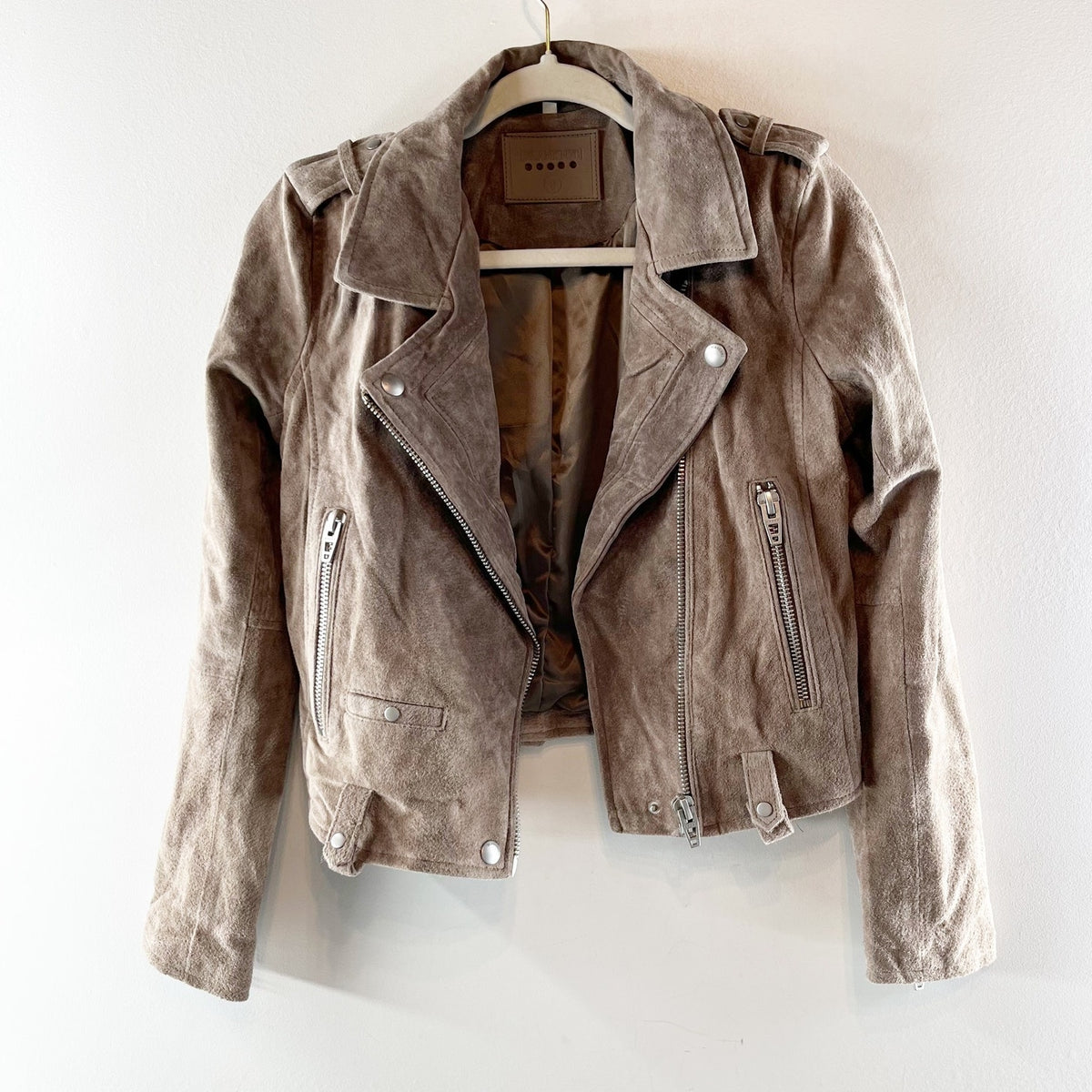 Blank Nyc Sand Stoner Leather Moto Jacket Sand Beige Tan Small