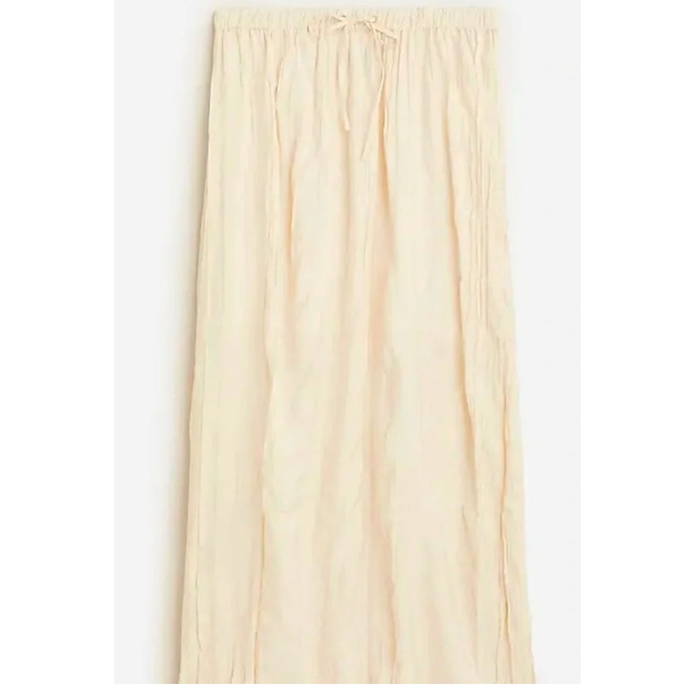 J. Crew Featherweight Crinkle Drawstring Maxi Skirt Cream Ivory Large