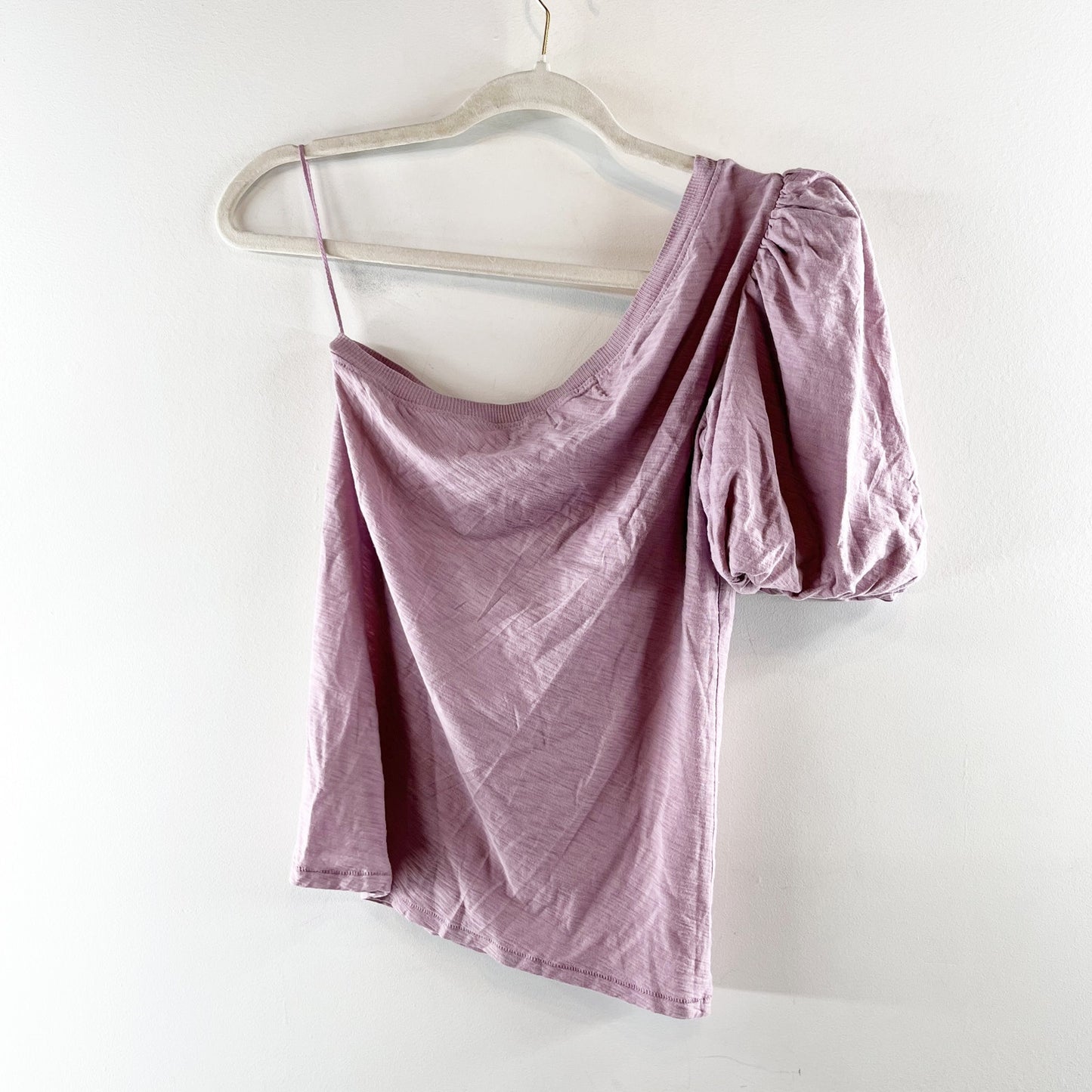 Nation LTD Raina Balloon Sleeve One Shoulder T Shirt Top Blouse Purple Small