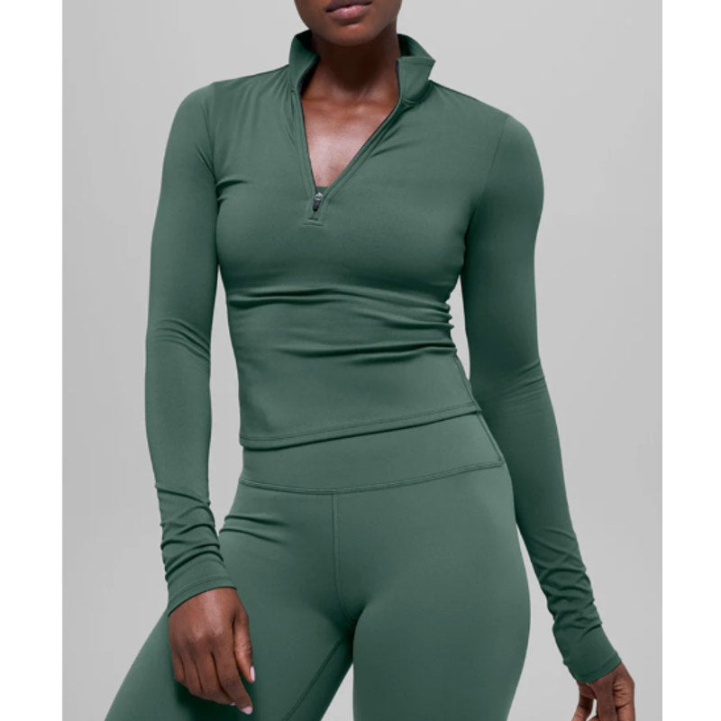 ALO Softsculpt Precision 1/4 Zip Long Sleeve Top Jacket Clover Green Small