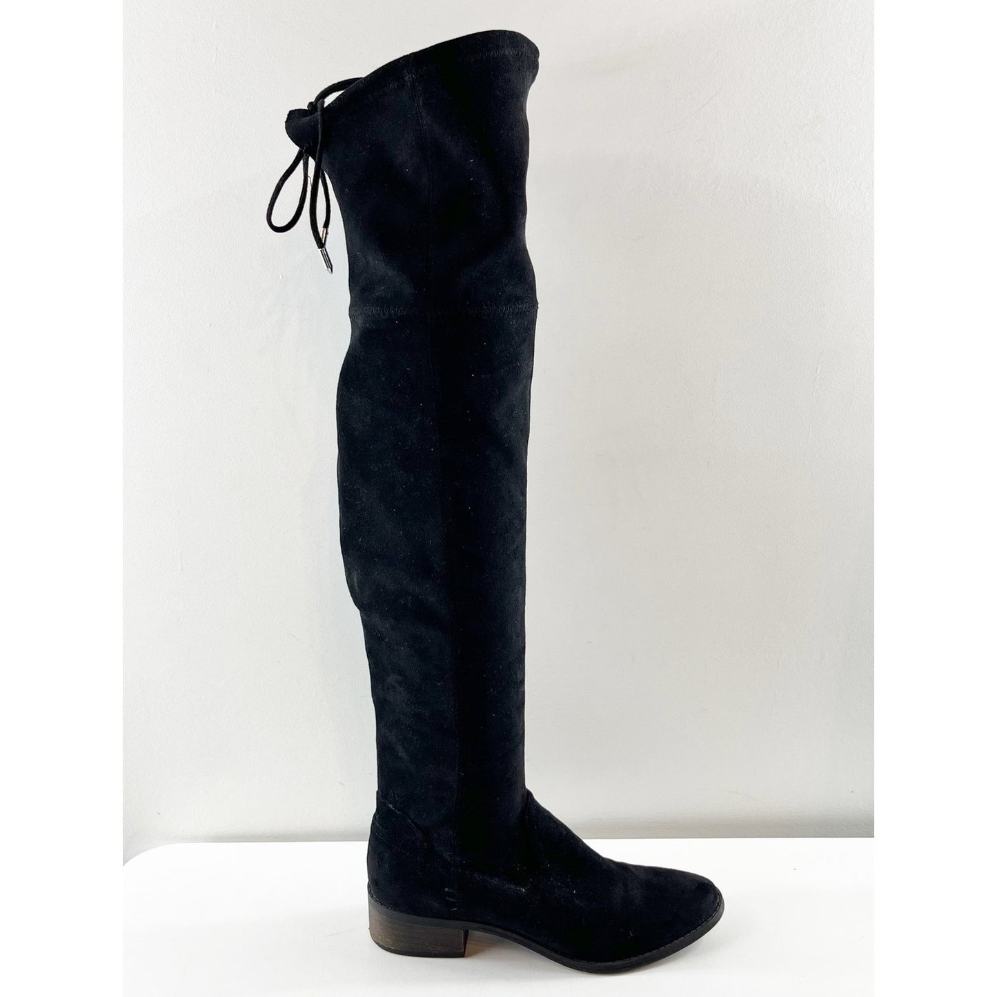 Dolce Vita Neely Suede Almond Toe Block Heel Over the Knee Boots Black 7.5