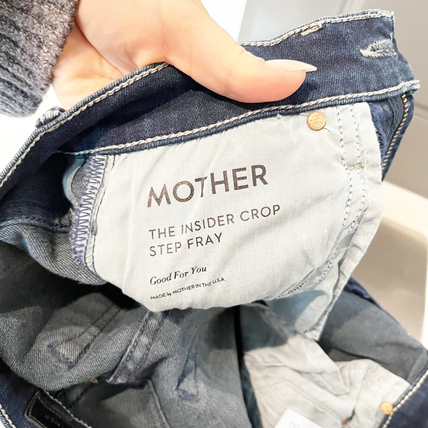 Mother The Insider Crop Step Fray High Rise Jeans Good For You Blue 26