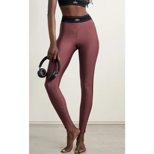 Alo Yoga Airlift High Waisted Suit Up Legging Pants Burgundy Truffle Small