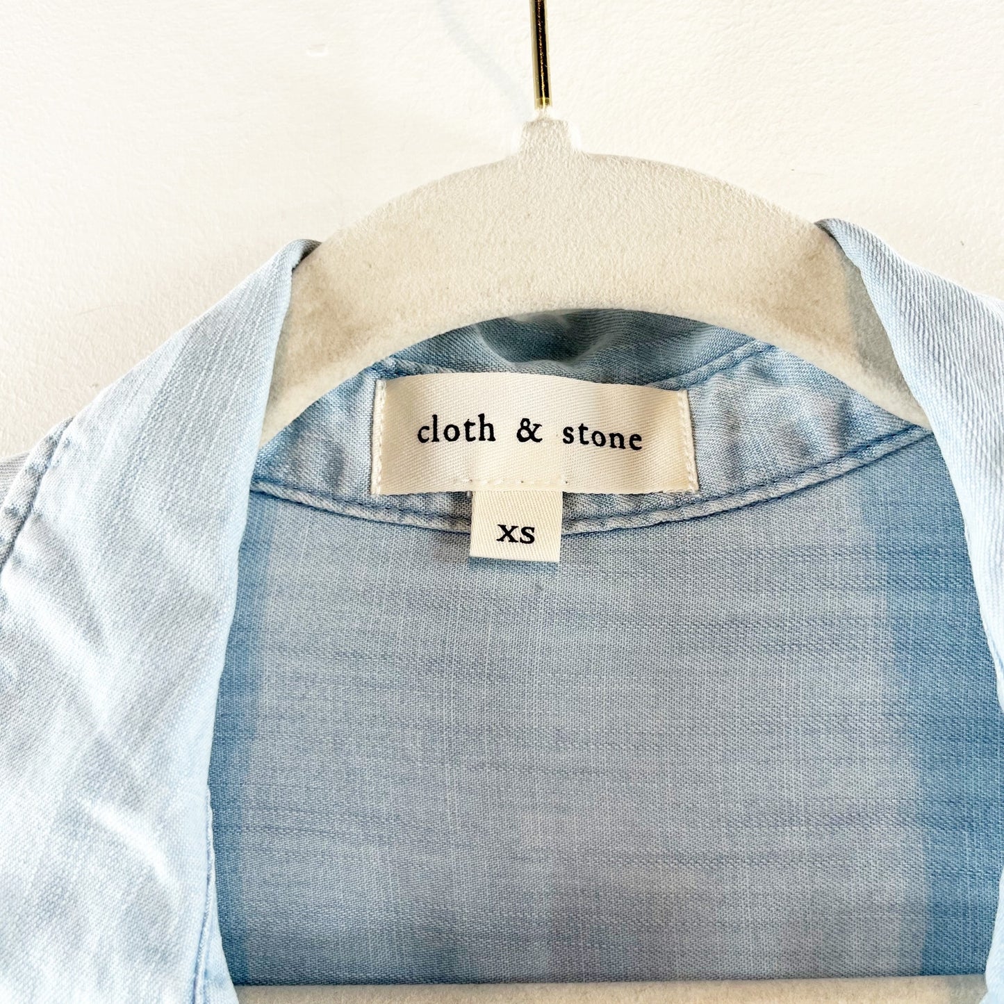 Cloth & Stone Tie Front Long Sleeve Button Down Chambray Denim Shirt Blue XS