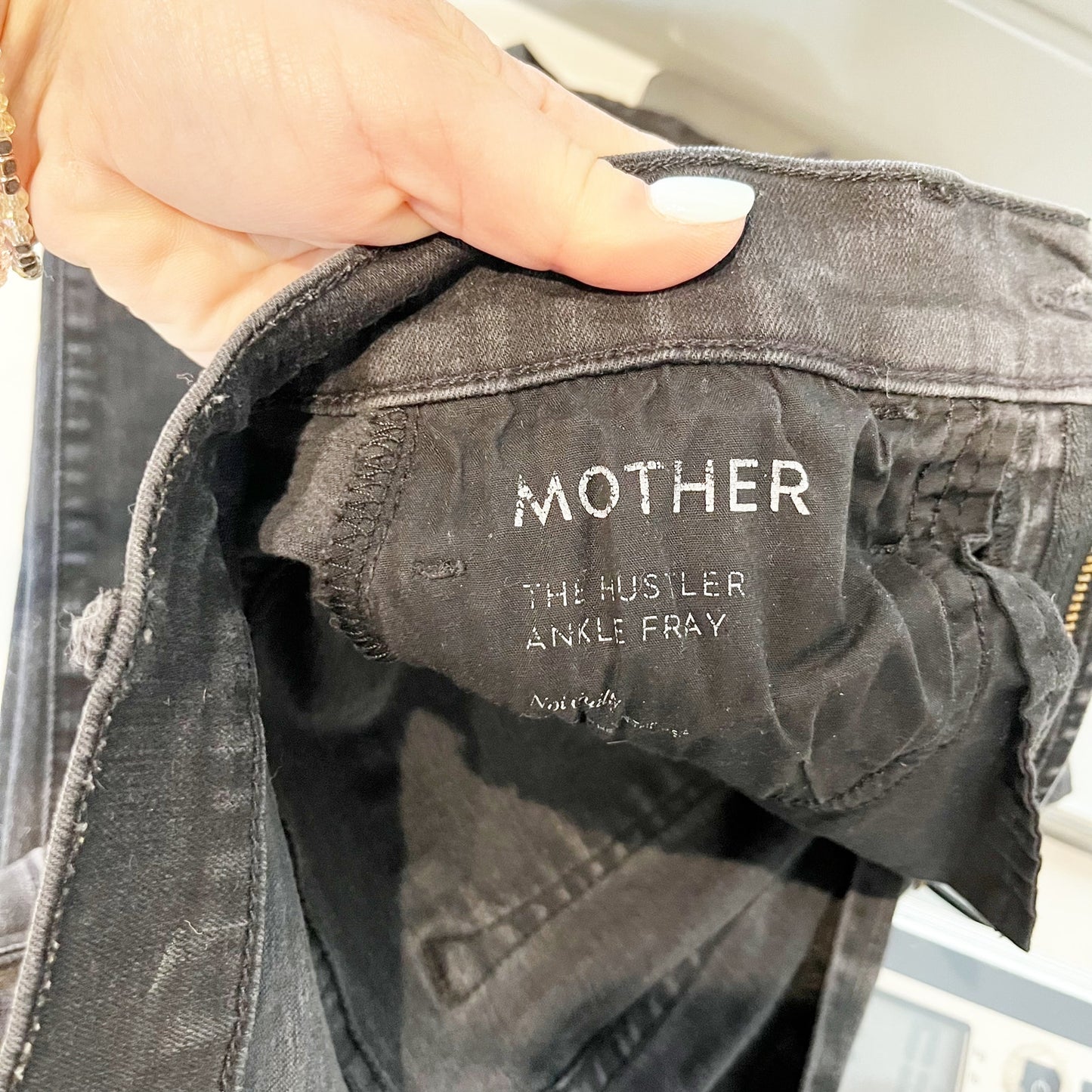 Mother The Hustler High Waisted Ankle Fray Hem Flare Jeans Not Guilty Black 26