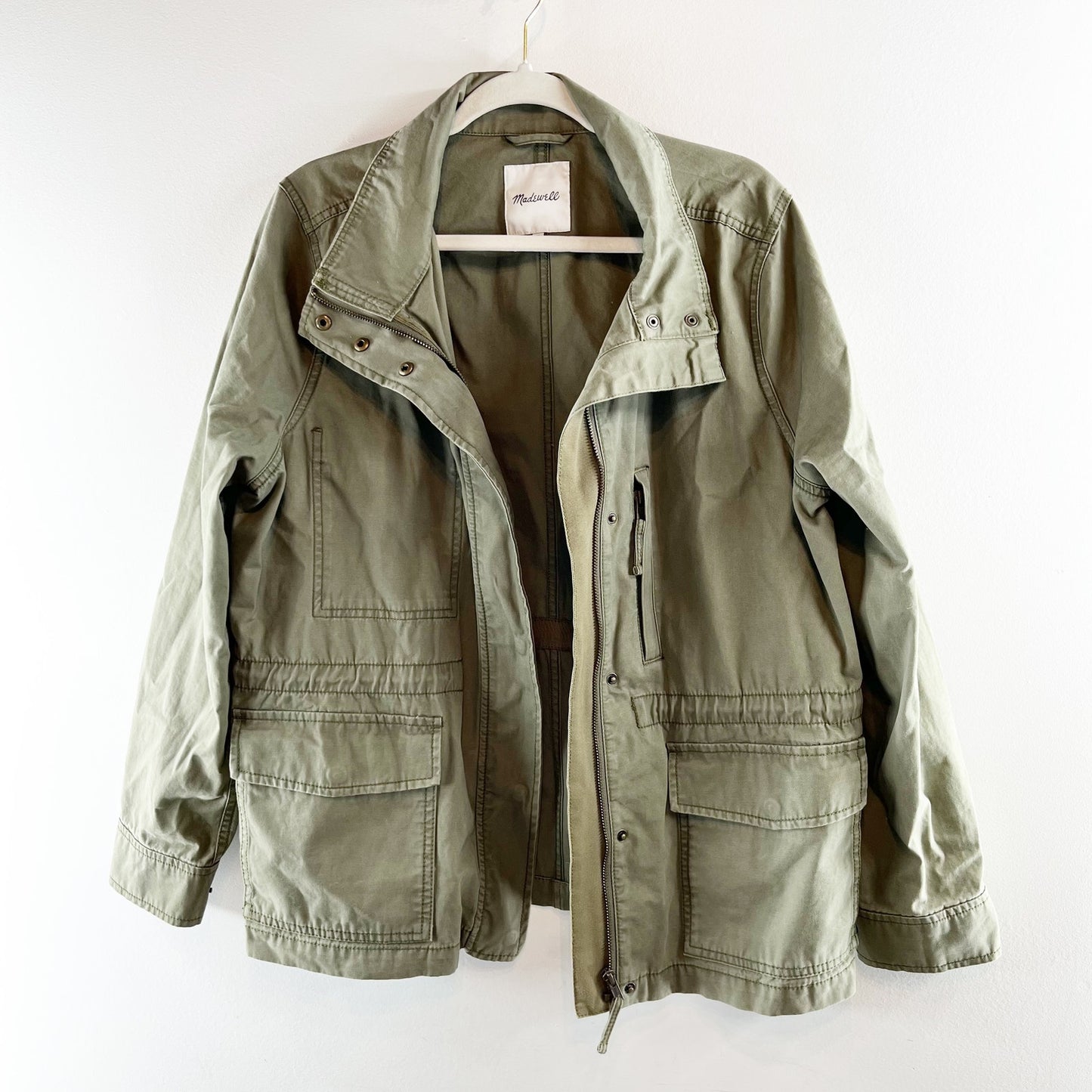 Madewell Passage Utility Cotton Zip Up Jacket Desert Olive Green XL