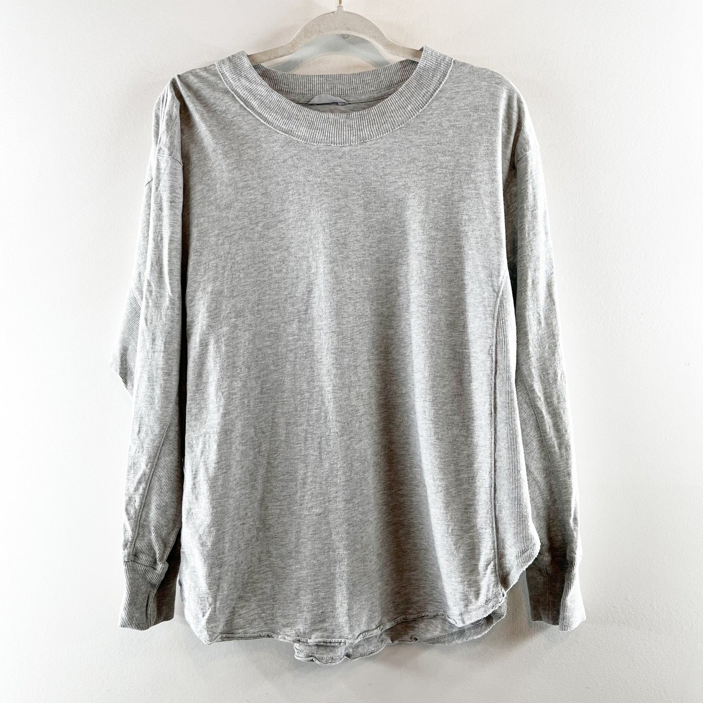 Aerie Let's Stretch Long Sleeve Boyfriend Tee Shirt Gray Small