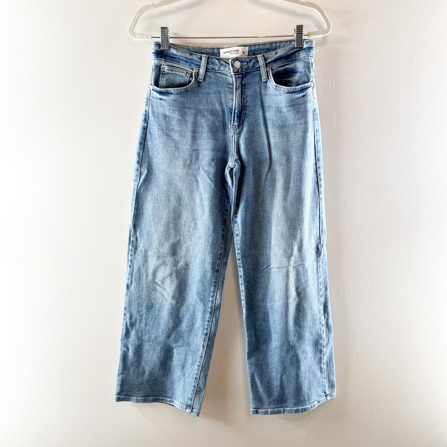 Just Black Denim Slim Cropped Wide Leg Mid Rise Jeans Blue 26