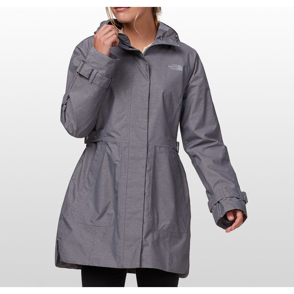 The North Face City Breeze Long Sleeve Trench Waterproof Coat Gray XS