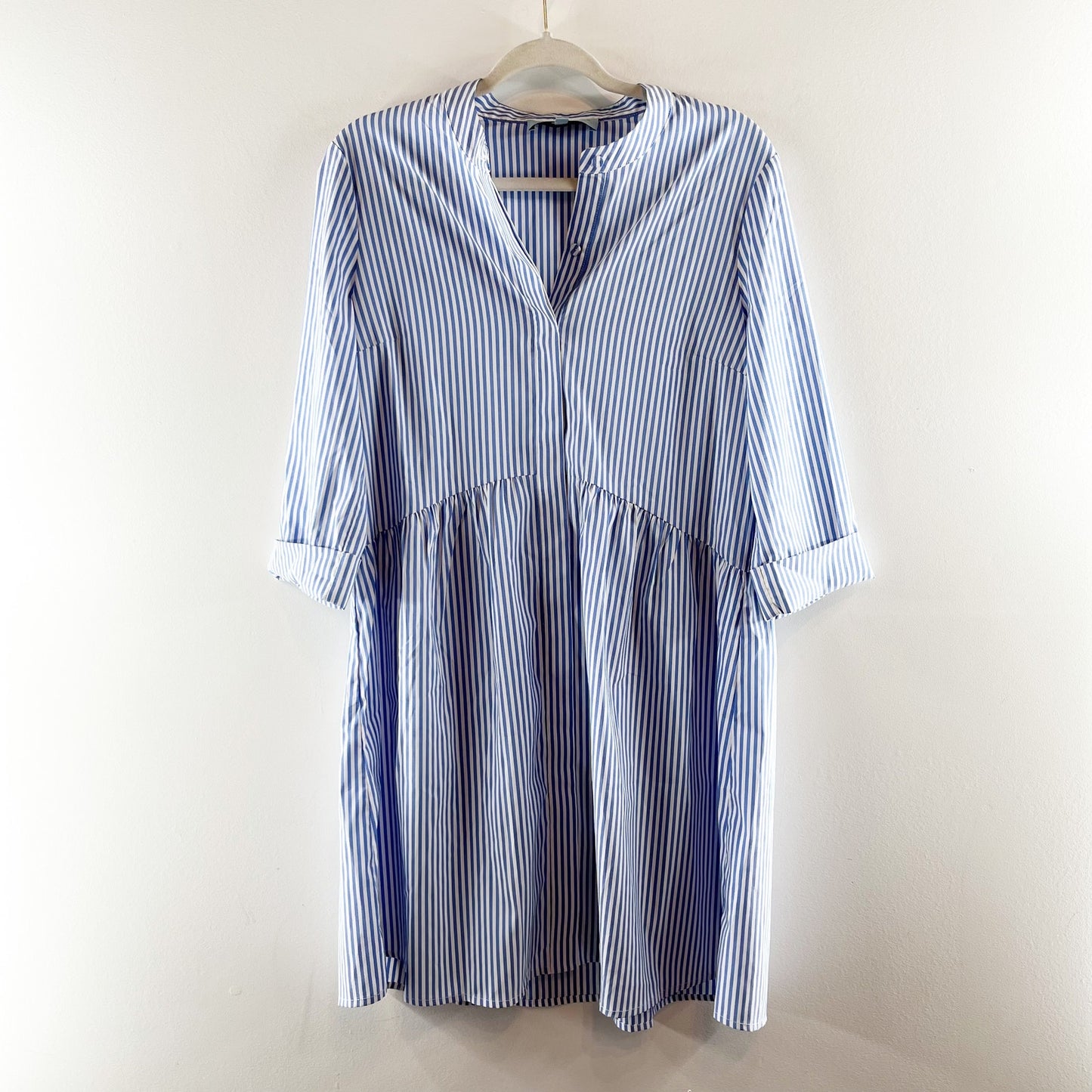 Tuckernuck Royal Striped 3/4 Sleeve Shirt Mini Dress Blue White Small