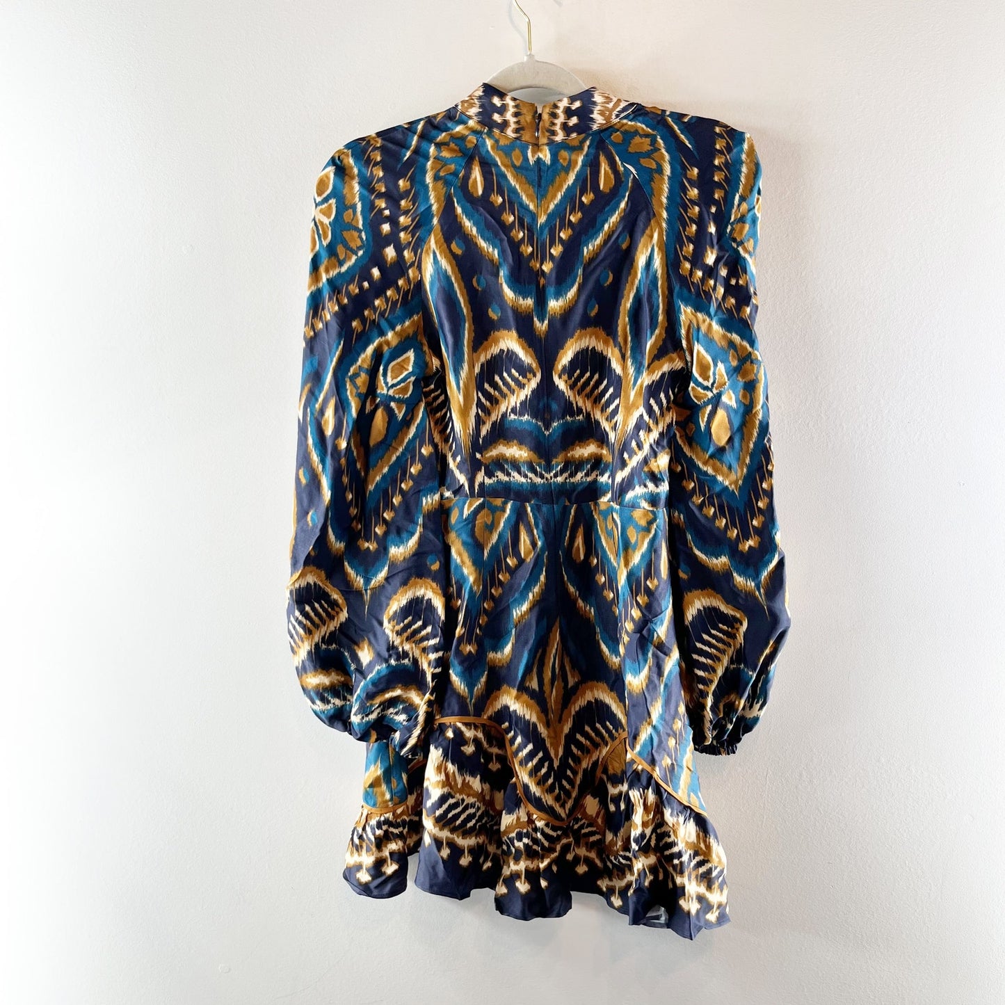 Farm Rio Pineapple Ikat Long-Sleeve Raglan Mini Dress Blue XS