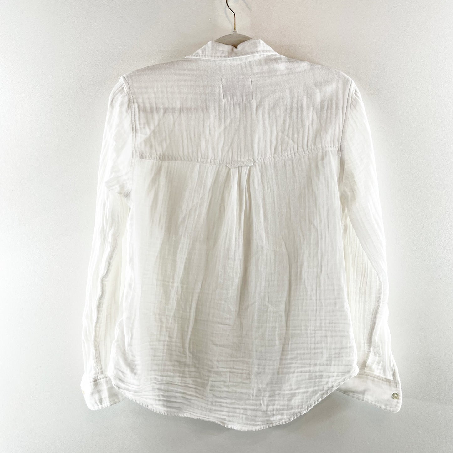Rails Ellis 100% Cotton Gauze Long Sleeve Button-Up Shirt Top White XS