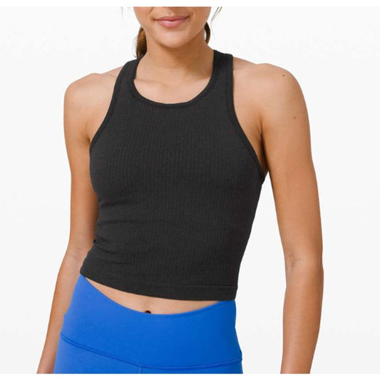 Lululemon Ebb To Street Ribbed Racerback Crop Tank Top Black 6