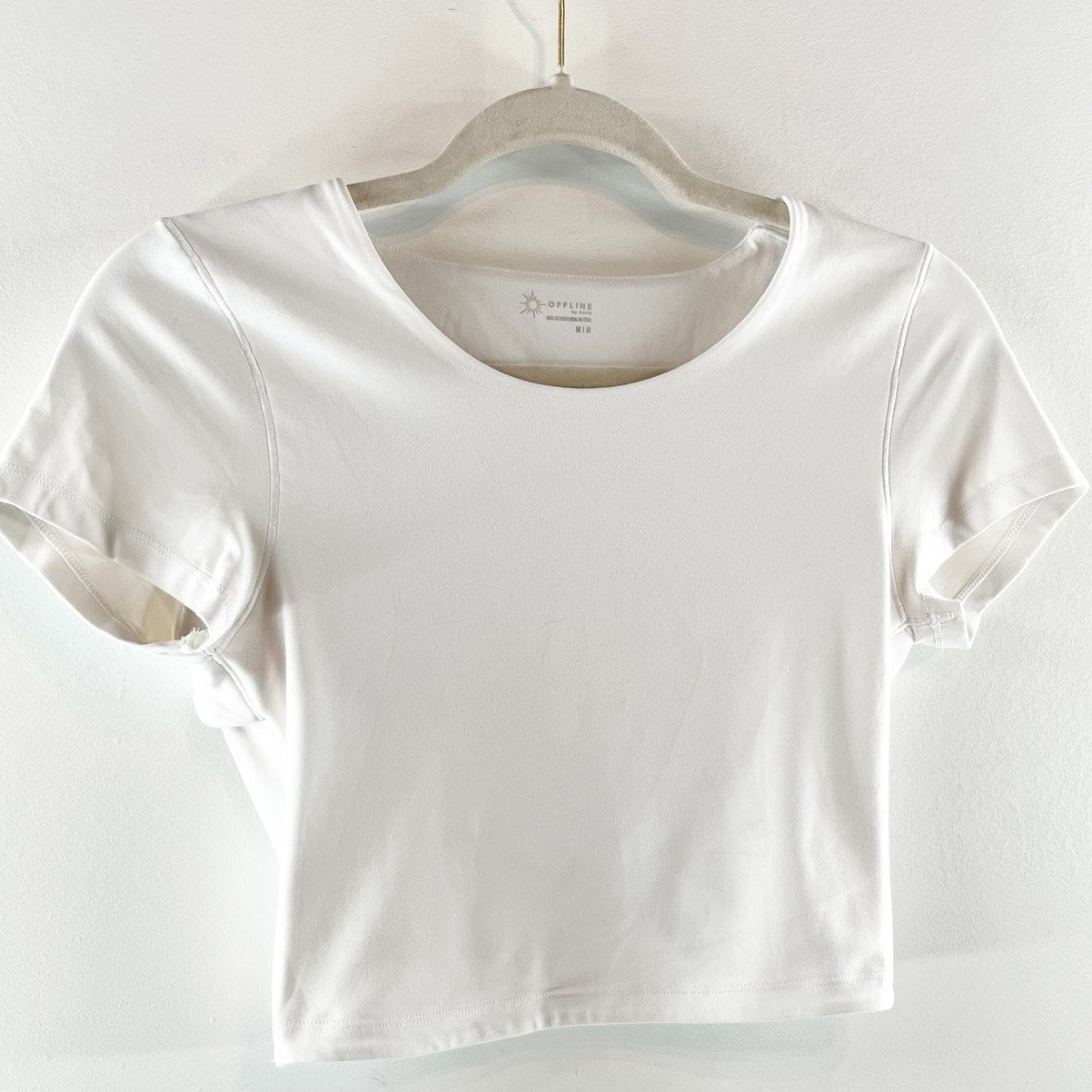 OFFLINE By Aerie Real Me Xtra Twist Back Short Sleeve Cropped Tee White Medium