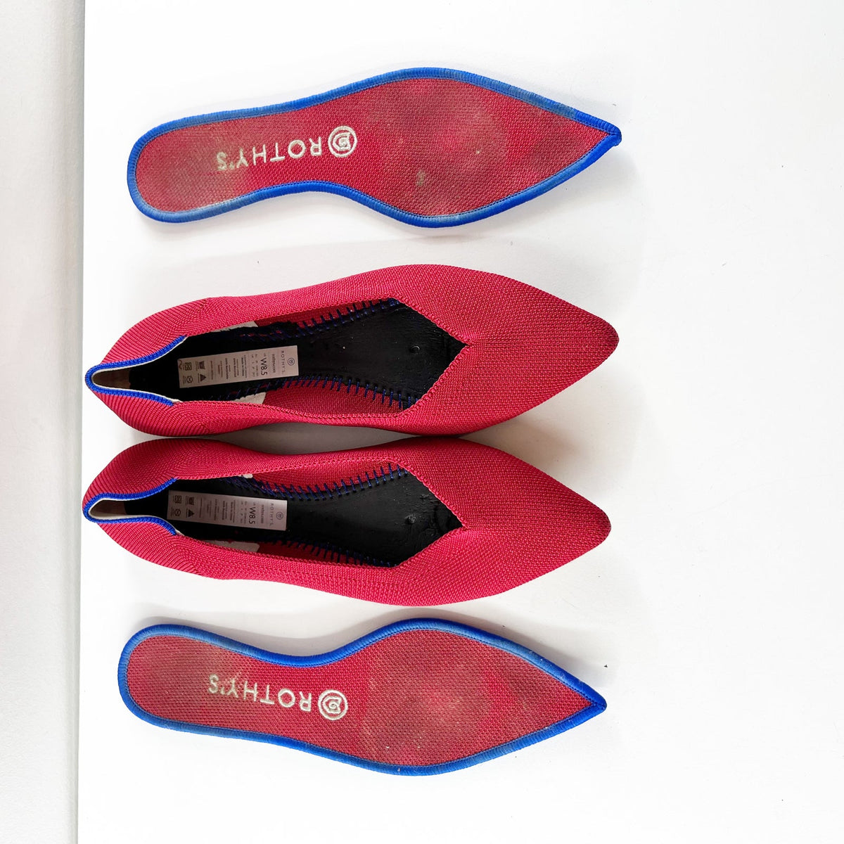 Rothy’s Knit The Point Slip-On Ballet Flat Shoes Bright Chili Red 8.5