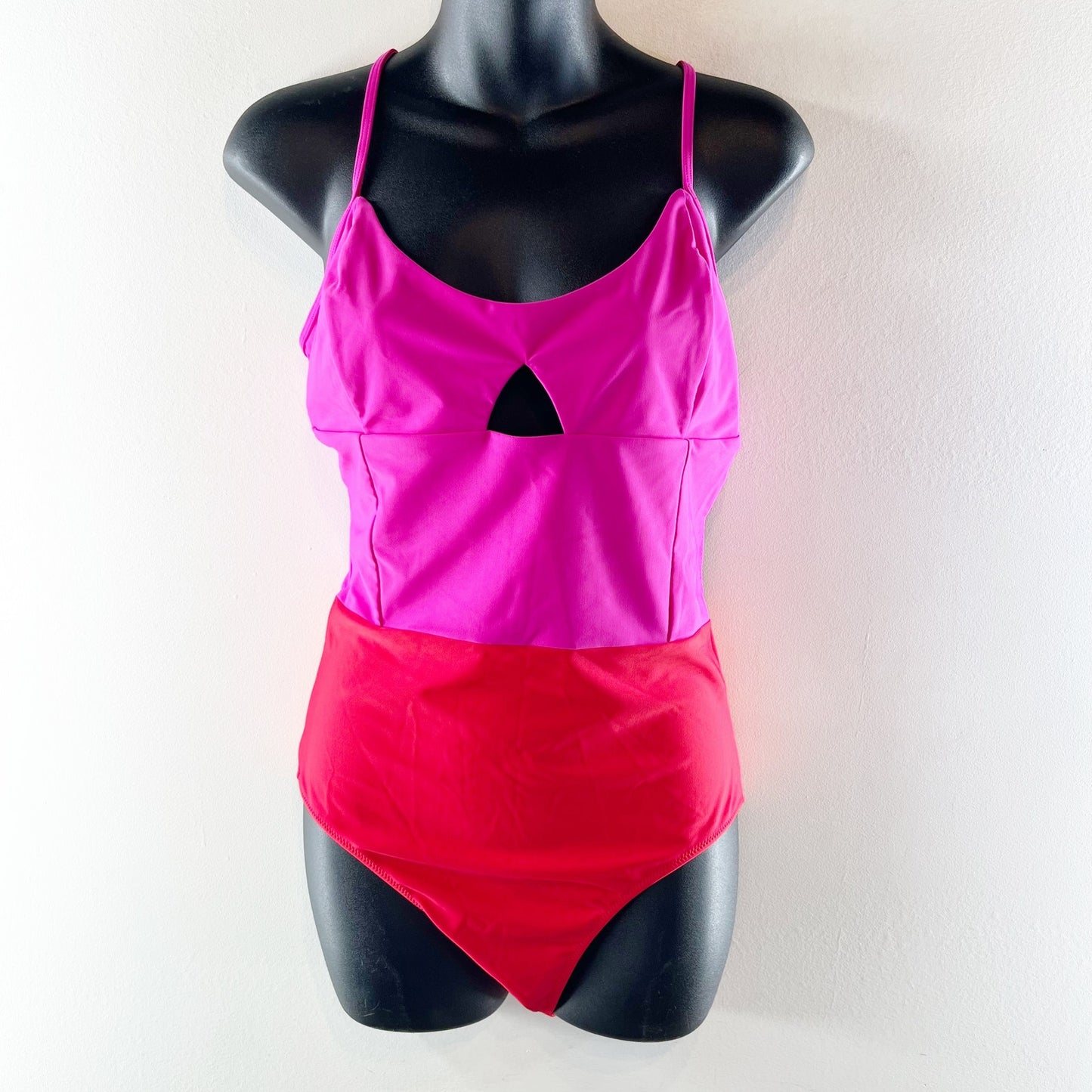 Summersalt The Swan Dive Cutout Colorblock One Piece Swimsuit Pink Red 10
