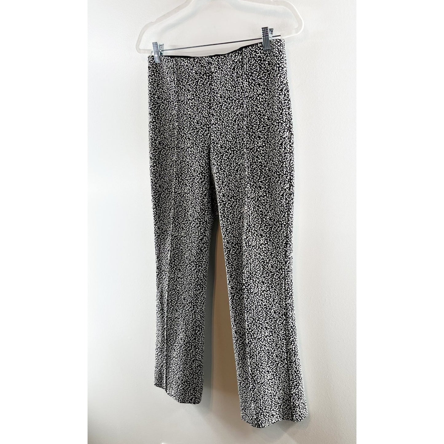 Anthropologie The Essential Leopard Cropped Flare Trousers Black White Small