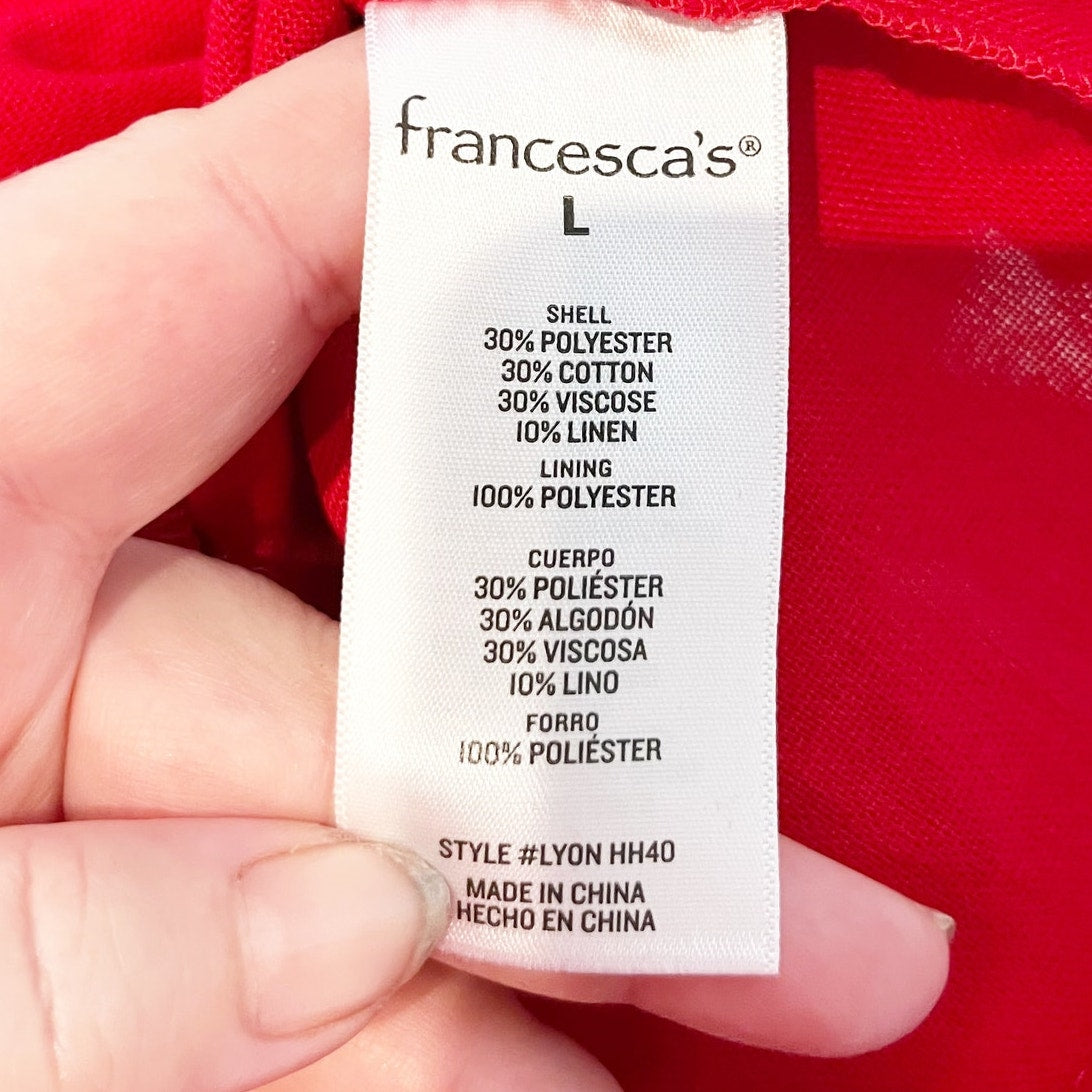 Francesca’s Alexandra Puff Sleeve Mini Dress Red Large