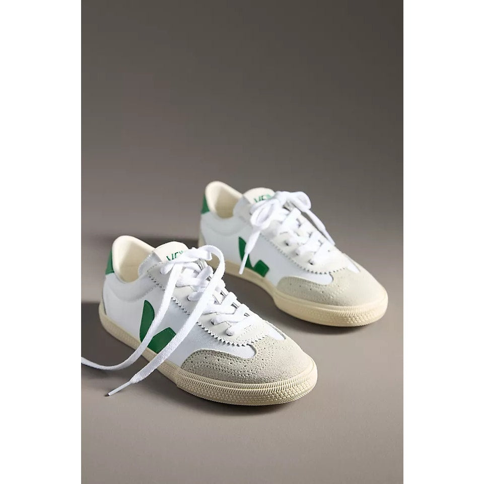 Veja Volley Suede Leather Low Top Canvas Sneakers White Emeraude Green 9