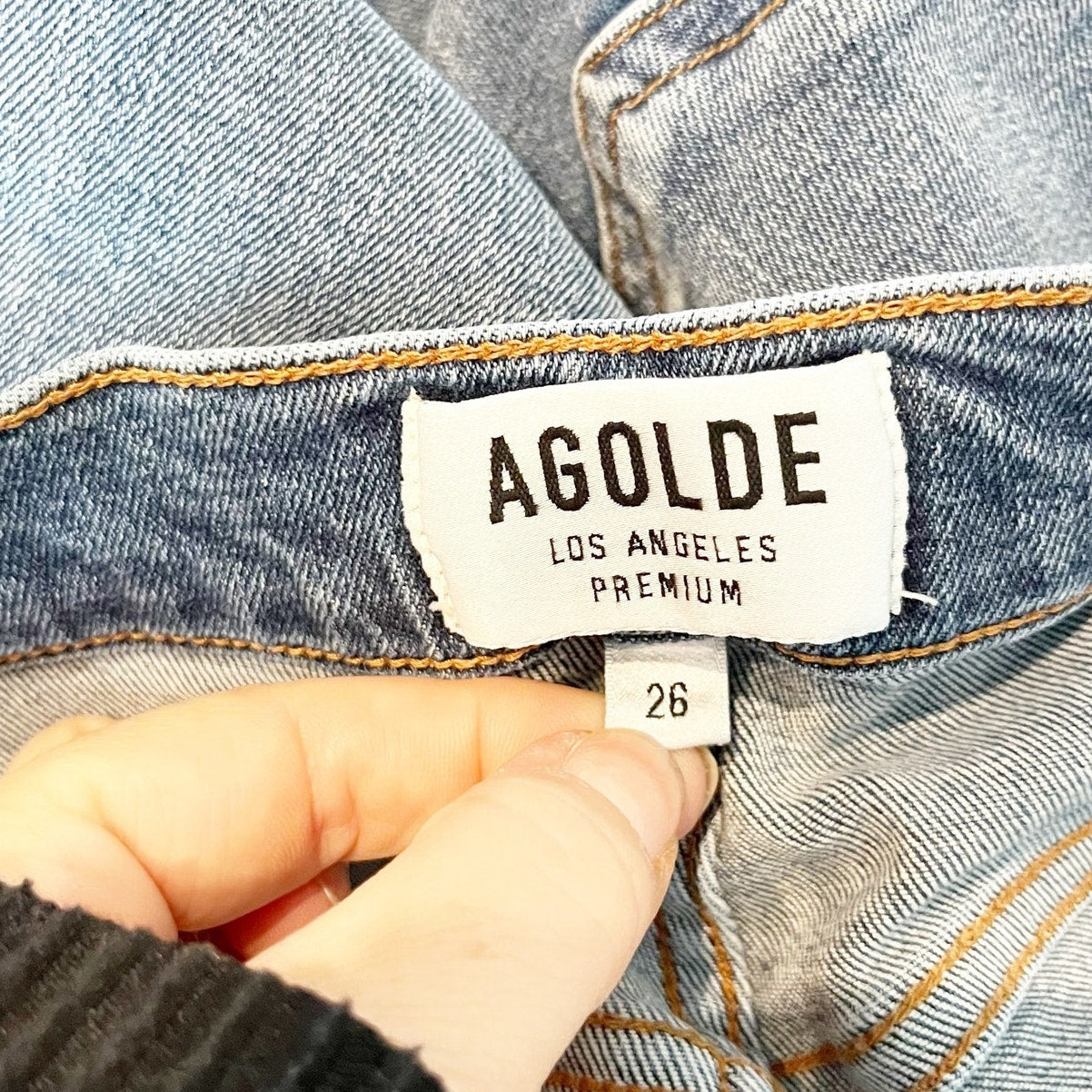 Agolde Sophie High Rise Distressed Cropped Skinny Jeans Blue 26