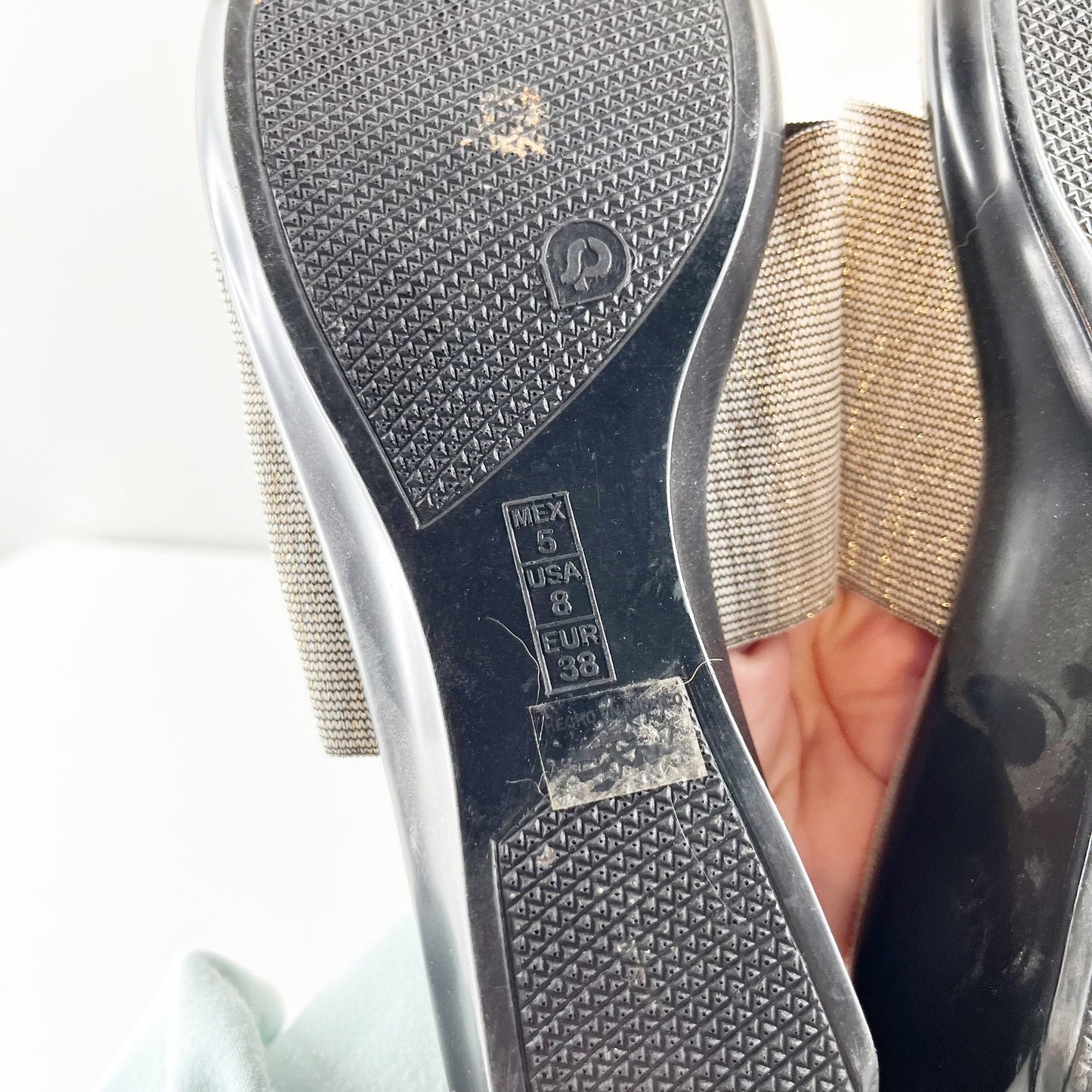 Charleston Shoe Co Metallic Thong Wedge Sandals Gold Tan 8