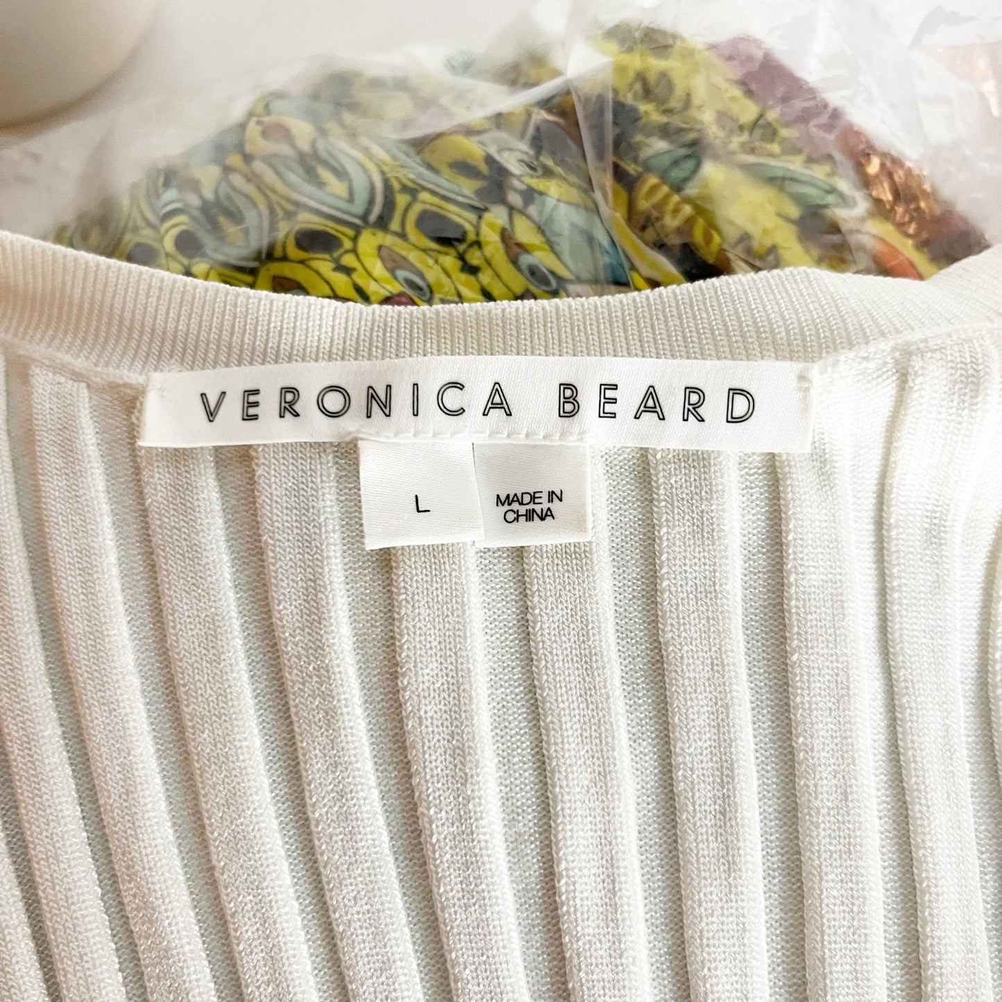 Veronica Beard Sandra Scoop Neck Ribbed Sleeveless Tank Top White Large