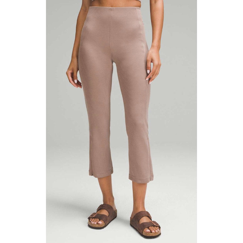 Lululemon Ribbed Softstreme Zip-Leg High-Rise Cropped Pants 25" Taupetastic 4