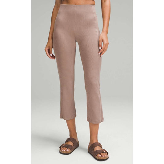 Lululemon Ribbed Softstreme Zip-Leg High-Rise Cropped Pants 25" Taupetastic 4