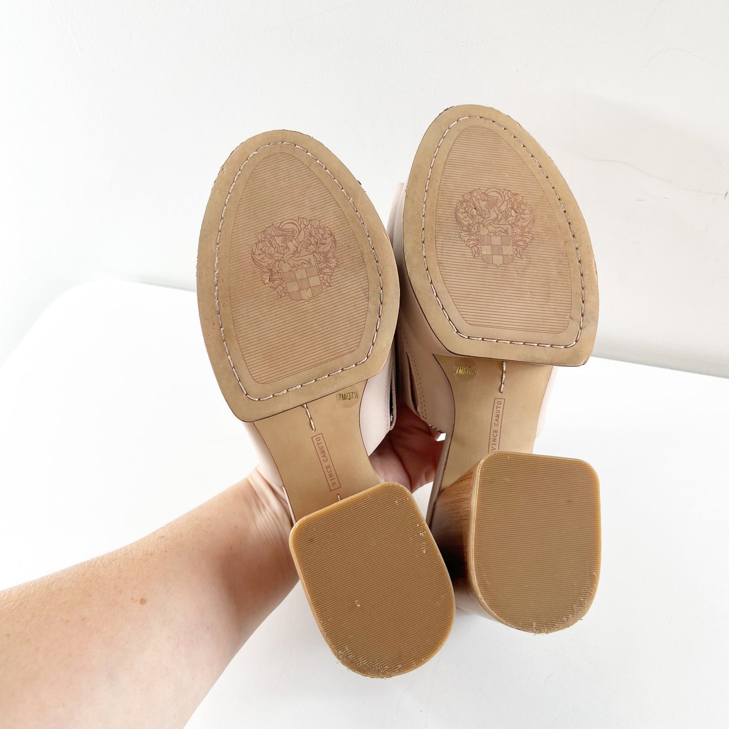 Vince Camuto Feshania Platform Mule Slide Block Heel Sandals Soft Blush Pink 7