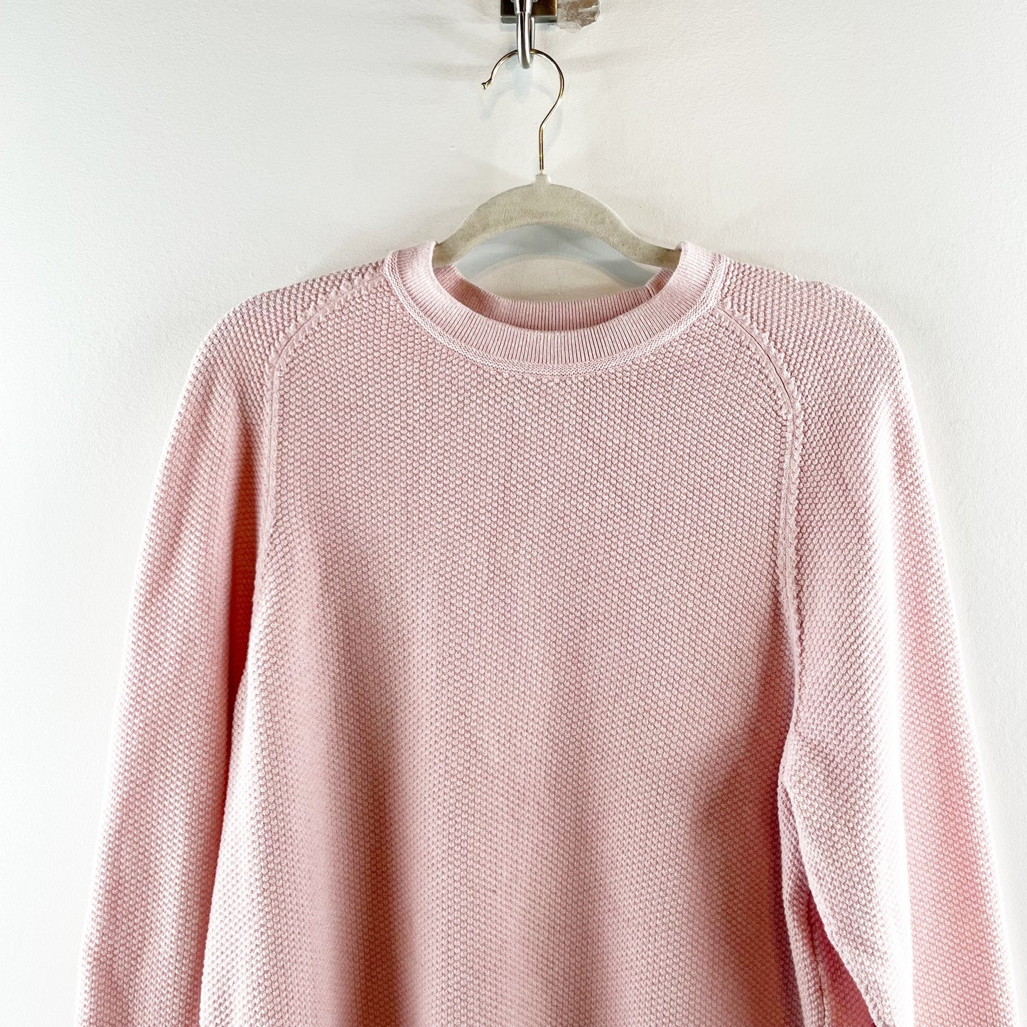 Lululemon Cotton Long Sleeve Crewneck Waffle Knit Sweater Pink Medium