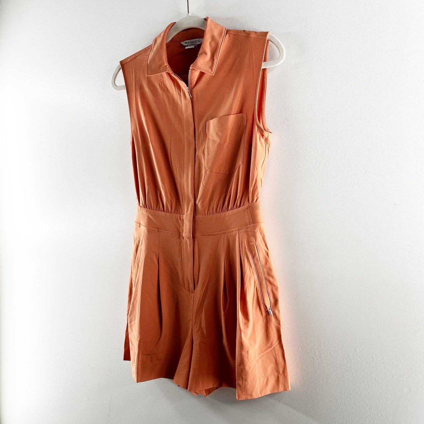 Athleta Brooklyn Sunbaked Clay Orange Sleeveless Shorts Romper 2