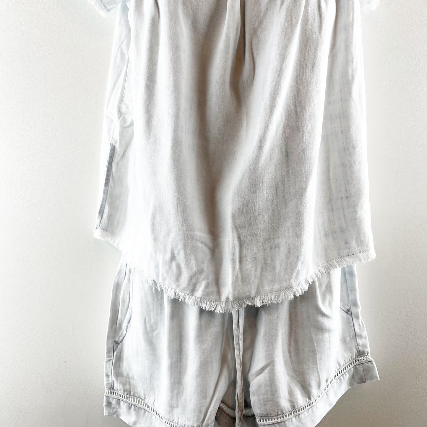 Cloth & Stone Short Sleeve Chambray Shorts Top Matching Set Blue Small