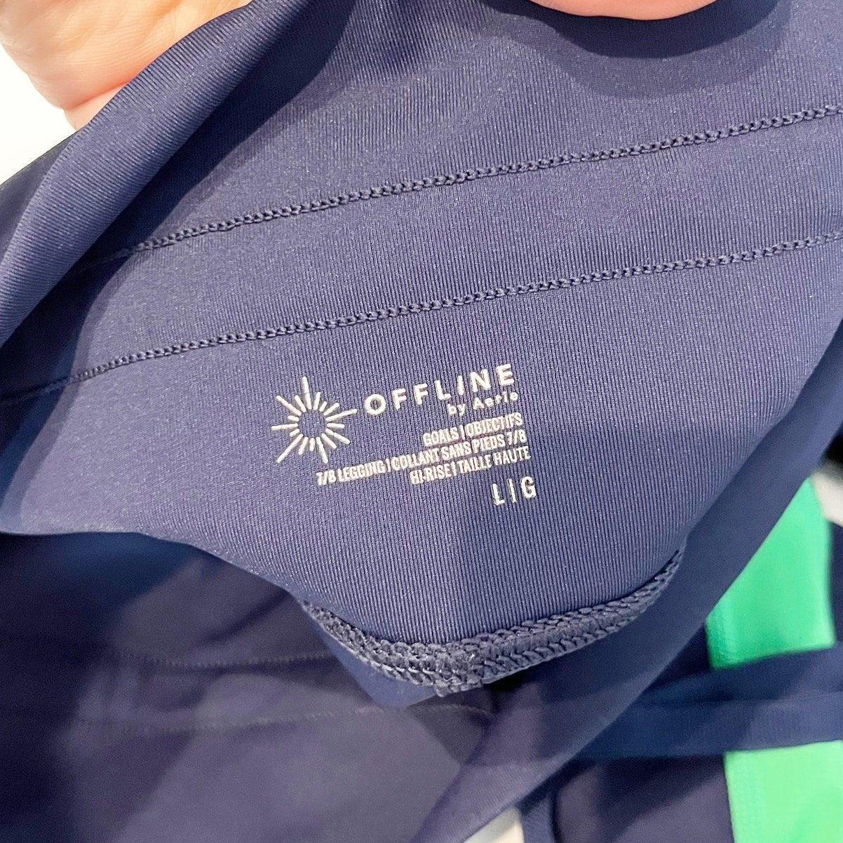 Aerie Offline Goals High Rise Jogger Colorblock Leggings Navy Blue Green Large