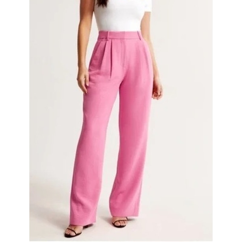 Abercrombie & Fitch Sloane Tailored Pant Trousers Pink 16 Petite