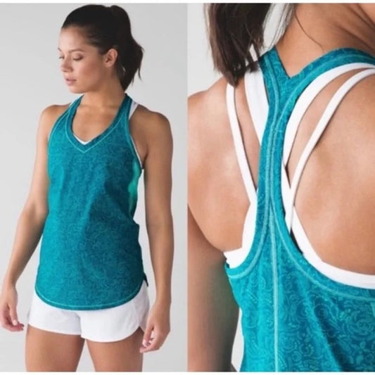 Lululemon Fast Lane Singlet Racerback Tank Top Foil Teal Green Small