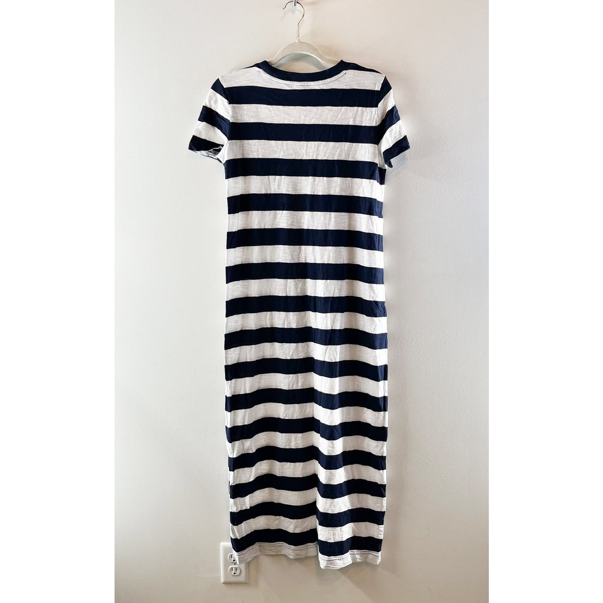 Lou & Grey Short Sleeve Striped Tee Shirt Maxi Dress Blue White Small